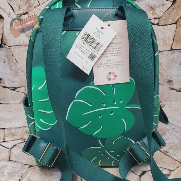 #bagsavenue fast ship Chelsea Monstera Leaves Medium Nylon Backpack Kate Spade main image 4